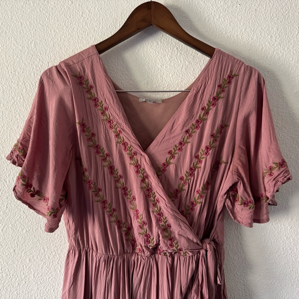 Jodifl Parklan Floral Embroidered Wrap Tie Dress Boho Chic Medium Stunning - Picture 4 of 16